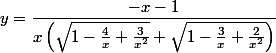 y = \dfrac{-x-1}{x\left(\sqrt{1-\frac{4}{x}+\frac{3}{x^2}} + \sqrt {1-\frac{3}{x}+\frac{2}{x^2}}\right)}